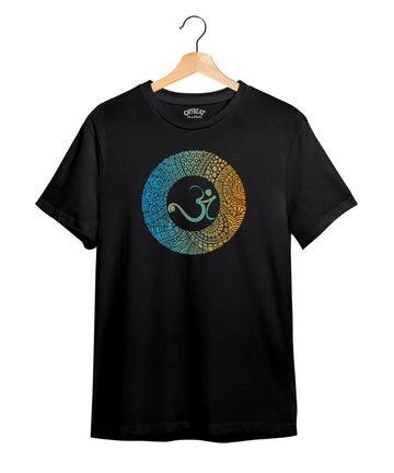 "Om" Printed T-Shirt – Premium Round Neck - Black - 100% Cotton Offbeat