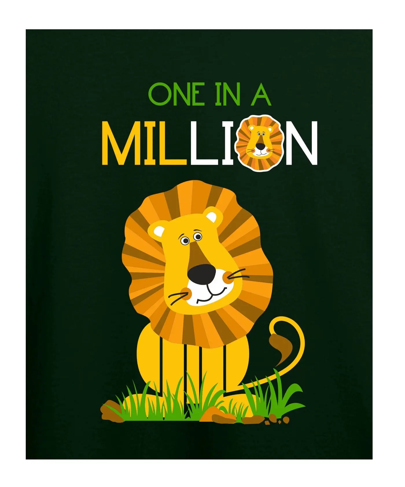 "One in a Million" - Kids Unisex T-Shirt – Premium Round Neck - Bottle Green - 100% Cotton Offbeat