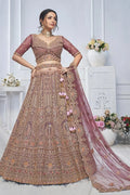 Onion Pink Heavy Embroidered Bridal Lehenga with Mirror & Zari Detailing KSR