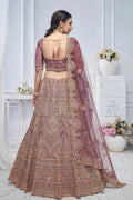 Onion Pink Heavy Embroidered Bridal Lehenga with Mirror & Zari Detailing KSR