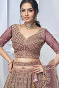 Onion Pink Heavy Embroidered Bridal Lehenga with Mirror & Zari Detailing KSR
