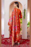 Orange Emerald Elegance Embroidered Suit with Floral Dupatta PR