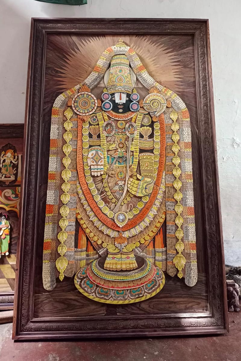 Rosewood Srinivasa Kalyana Inlay Wall Panel (5 ft × 3 ft) (Copy) INDIGO ETHNICS