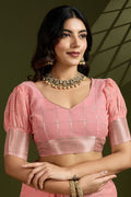 Delicate Peach Soft Silk Light Weight Saree Golden Border PR