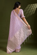 Delicate Purple Soft Silk Light Weight Saree Golden Border PR