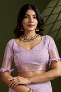 Delicate Purple Soft Silk Light Weight Saree Golden Border PR