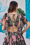 Designer Printed Embroidered Black Lehenga Set for Festivals PR