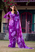 Designer Purple Floral Saree – Lightweight Partywear PR