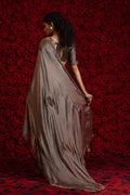 Metalic Grey Silk Saree – Elegant Metallic Sheen with Delicate Embellishment PR