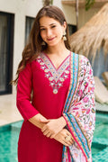 Red & WhiteEmbroidered Kurta Set with Dupatta | Elegant Festive Wear UK PR