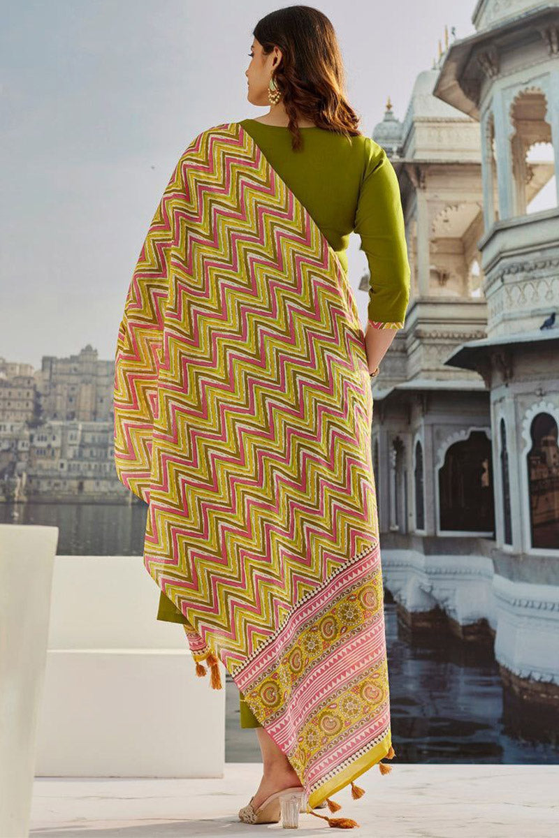 Mehendhi Green Embroidered Kurta Set with Dupatta | Elegant Festive Wear UK PR