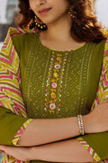Mehendhi Green Embroidered Kurta Set with Dupatta | Elegant Festive Wear UK PR