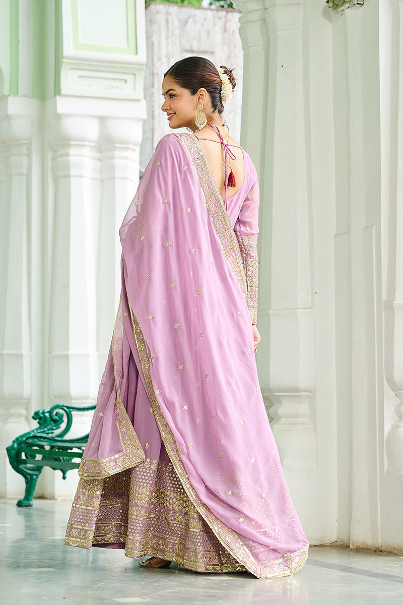 Occasion Wear Pink Embroidered Maxi Ethnic Dress with Dupatta PR