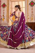 Vibrant Mirror-Work Ghagra Choli – Maroon Floral Twirl Lehenga PR