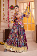 Vibrant Mirror-Work Ghagra Choli – Maroon Floral Twirl Lehenga PR