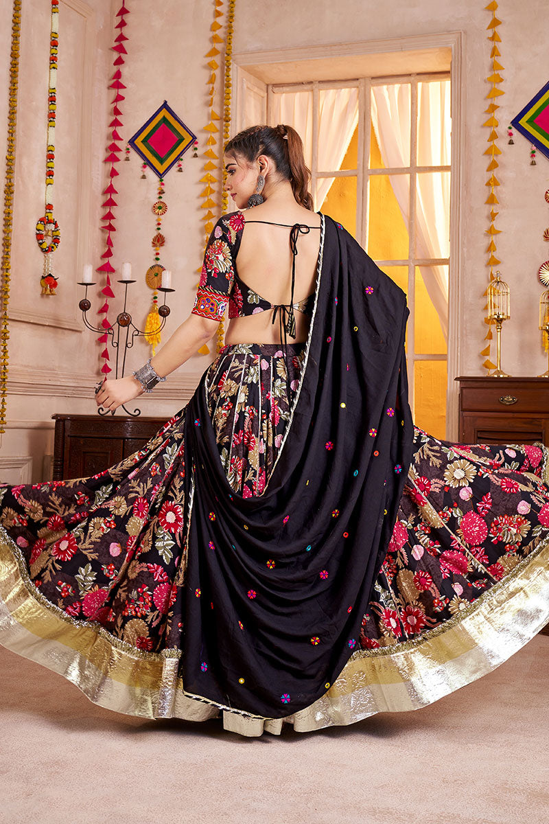 Elegant Kutchi Mirror-Work Ghagra Choli – Black Festive Lehenga Set PR