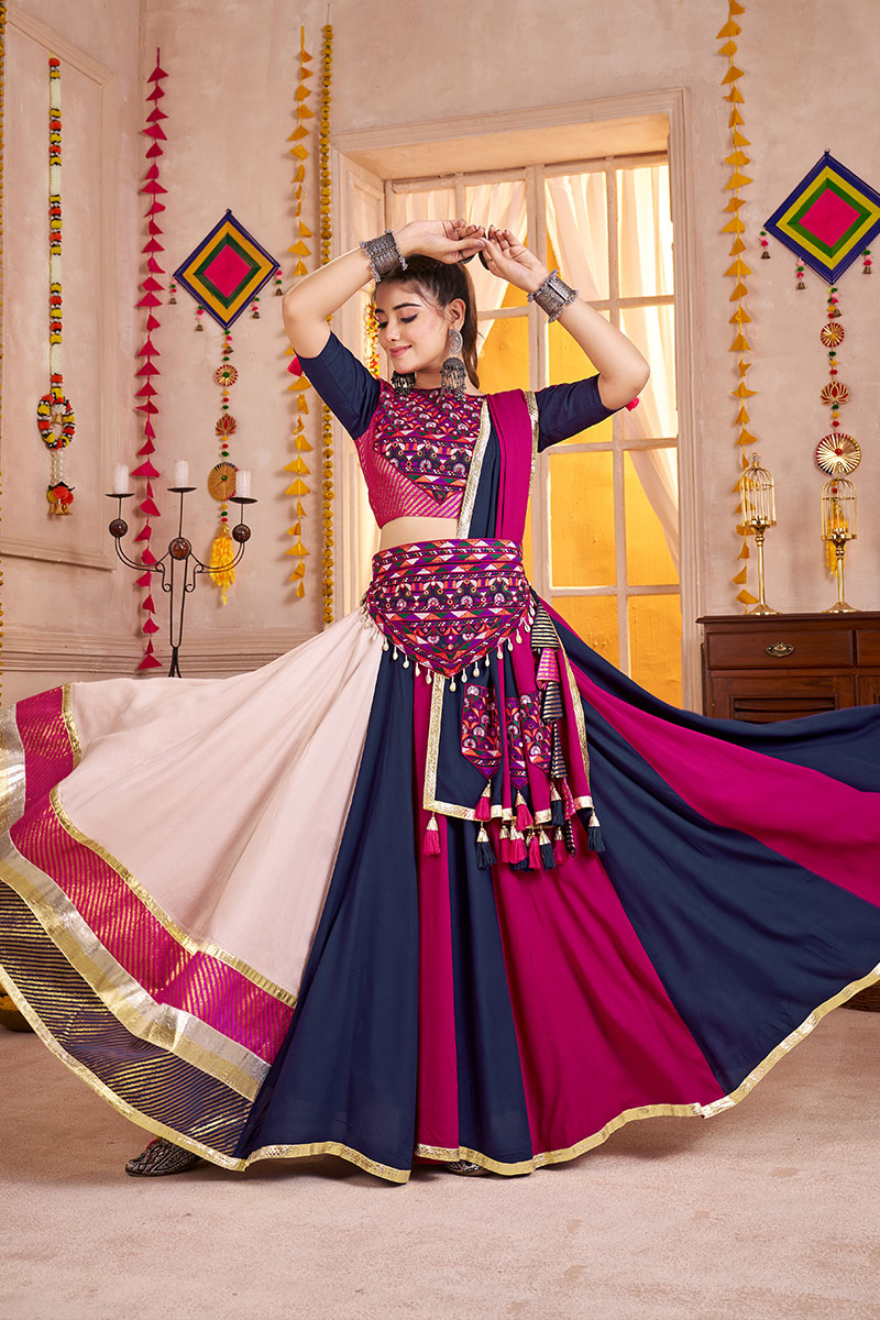 Traditional Mirror-Work Lehenga Choli – Multi Colour Kutchi Embroidered Ensemble PR