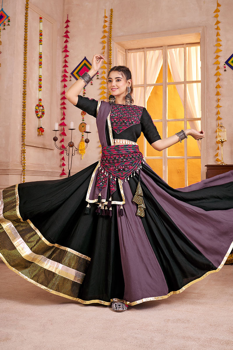 Multi Colour Festive Twirl Lehenga – Kutchi Embroidery and Mirror-Work Choli PR