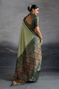 Luxurious Grey Gold Border Saree – Ethnic Celebration Wear PR