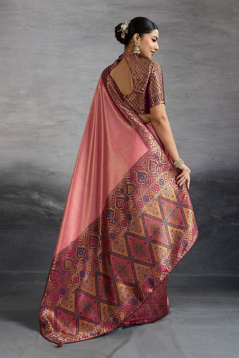 Timeless Peach Festive Saree – Wedding Guest Look PR