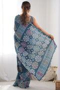 Floral Georgette Saree in Moppich | Party Wear with Blouse PR
