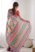 Lightweight Multi colour Floral Saree | Elegant Festive Outfit PR