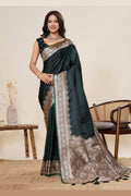 Graceful Teal-Coloured Banarasi Silk Saree with Gold Zari Highlights PR