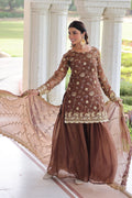 Coffee Embroidered Sharara Set — Women’s Ethnic Wear RTI