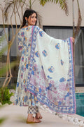 White Bloom Floral Anarkali Set | Elegant Summer Ethnic Wear UK RTI
