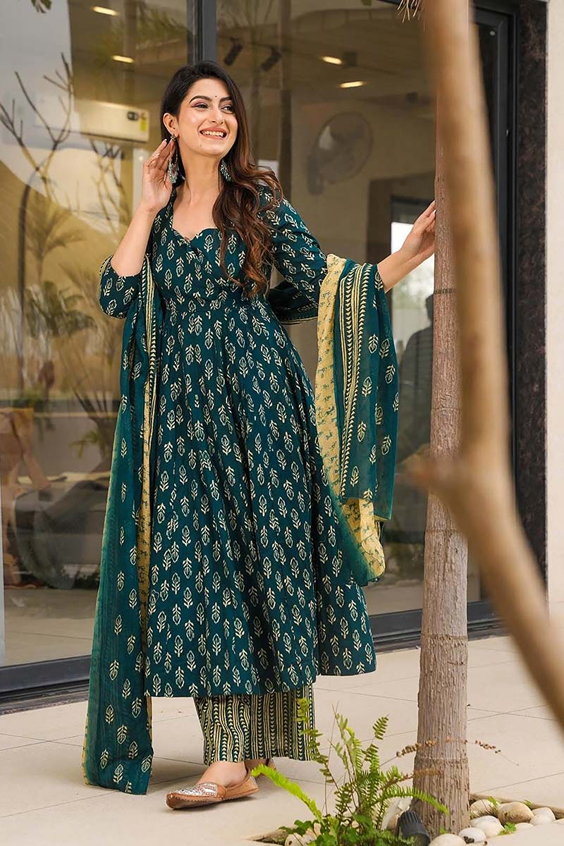 Teal Maslin Digital Printed Set | Refined Casual Elegance PR