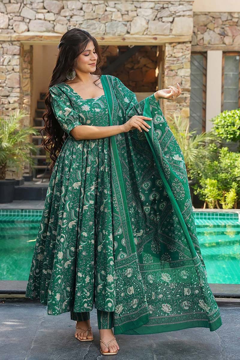 Rama Blue Digital Bloom Kurta Set | Effortless Luxe Daywear PR