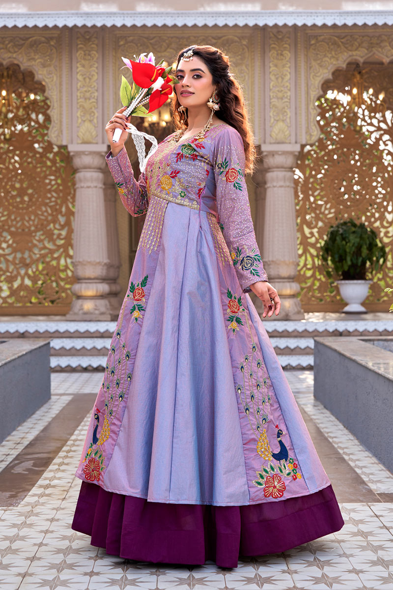 Royal Blue Embroidered Indo-Western Lehenga Set | Party Wear UK (Copy) RTI