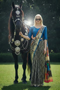 Rural Runway – Designer Pre-Draped Silk Crepe Saree with Scarf PR