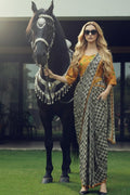 Eclectic Grace – Multi-Print Ready Saree with Stitched Blouse & Scarf PR