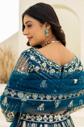 Royal Teal  Butterfly Net Lehenga Choli UK | Heavy Gold Embroidery PR