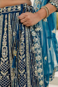 Royal Teal  Butterfly Net Lehenga Choli UK | Heavy Gold Embroidery PR