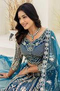 Royal Teal  Butterfly Net Lehenga Choli UK | Heavy Gold Embroidery PR