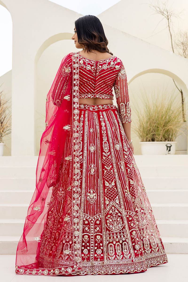 Red wedding Lehenga | Designer Look with Delicate floral motifs PR