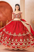 Royal Red Wedding Lehenga UK | Gold Embroidered Festive Wear PR