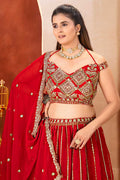 Royal Red Wedding Lehenga UK | Gold Embroidered Festive Wear PR