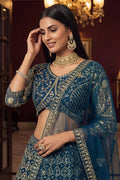 Navy Blue Premium Embroidered Function wear Lehenga Choli UK PR
