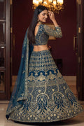 Navy Blue Premium Embroidered Function wear Lehenga Choli UK PR