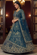 Navy Blue Premium Embroidered Function wear Lehenga Choli UK PR