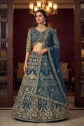 Navy Blue Premium Embroidered Function wear Lehenga Choli UK PR