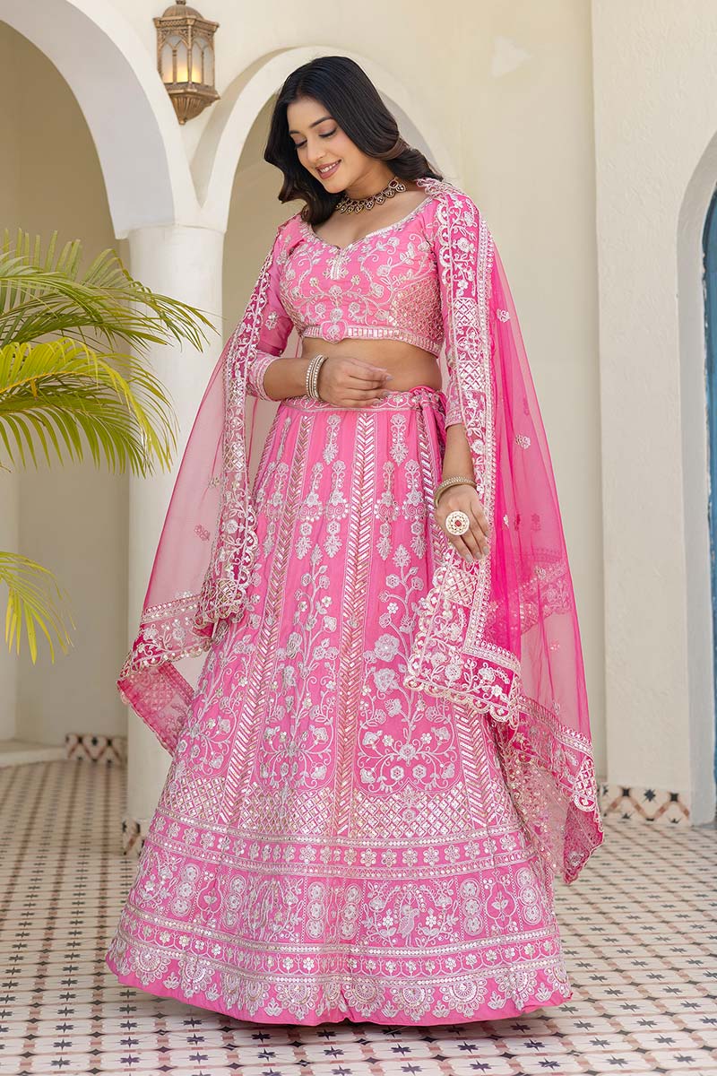 Baby Pink Wedding Lehenga UK | Heavy Zari Work PR