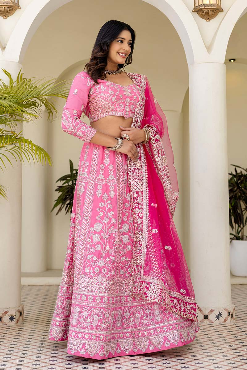 Baby Pink Wedding Lehenga UK | Heavy Zari Work PR