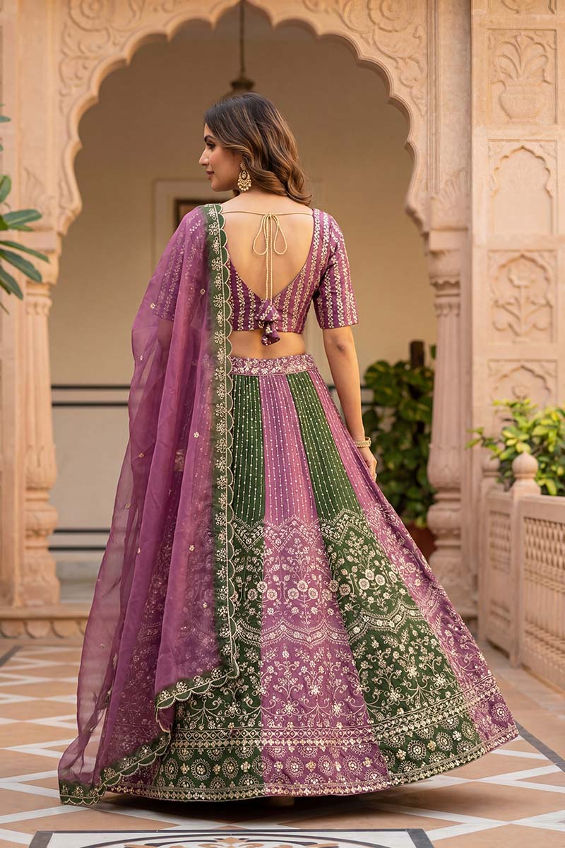 Green and Lavender Traditional Lehenga Set UK | Designer Look PR
