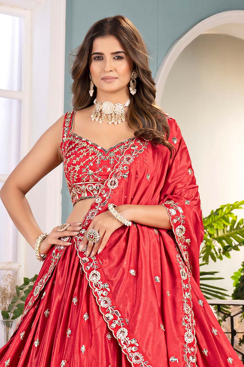 Orange Wedding Lehenga UK | Gold Embroidered Wedding Set PR