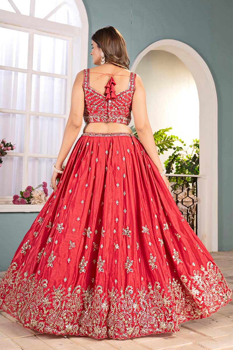 Orange Wedding Lehenga UK | Gold Embroidered Wedding Set PR