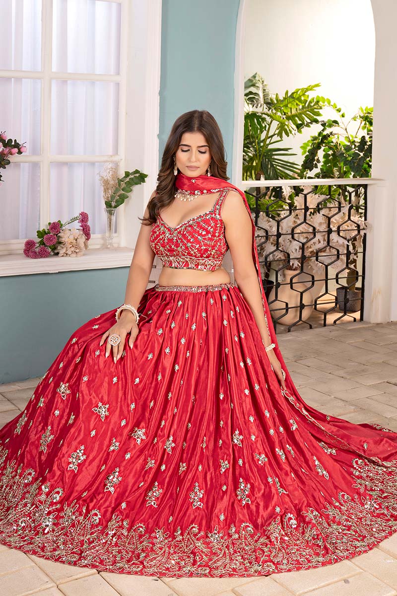 Orange Wedding Lehenga UK | Gold Embroidered Wedding Set PR